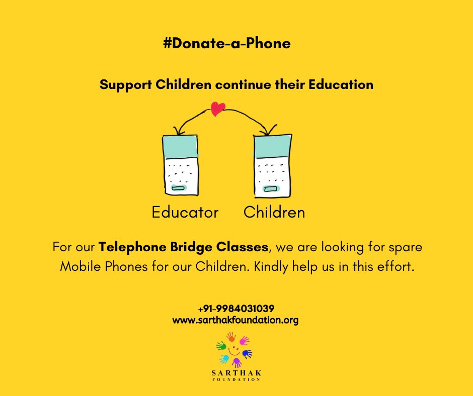 SarthakNGO's tweet photo. Your unused phone will turn into an E-Waste. But the same phone can be a treasure to a child. 
Donate your old phones and help children continue their studies in the on-going crisis. 
#Donateaphone 
@Apple @Micromax__India @SamsungMobile @ril_foundation @nokia https://t.co/LKCo2ECz0K