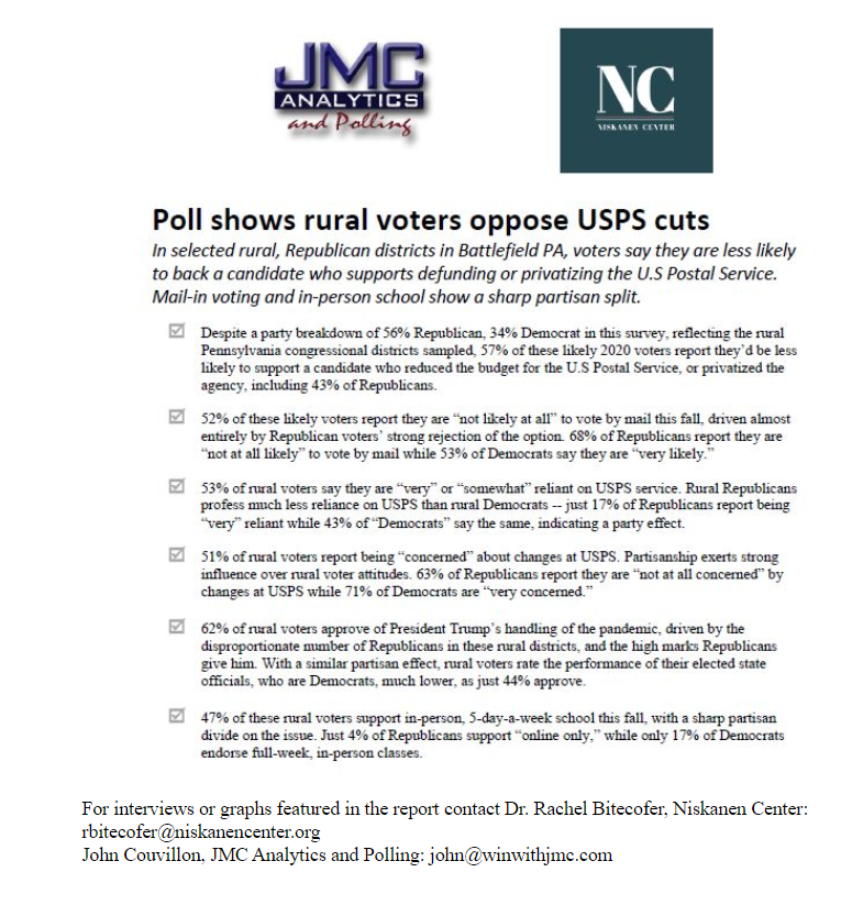 1. Through this USPS scandal lots of Qs about the views of rural voters. That's why when a donor volunteered to fund a survey of JUST rural voters I volunteered to admin it, & teamed up w  @WinWithJMC, a GOP consultancy to ensure the poll would have as much legitimacy as possible
