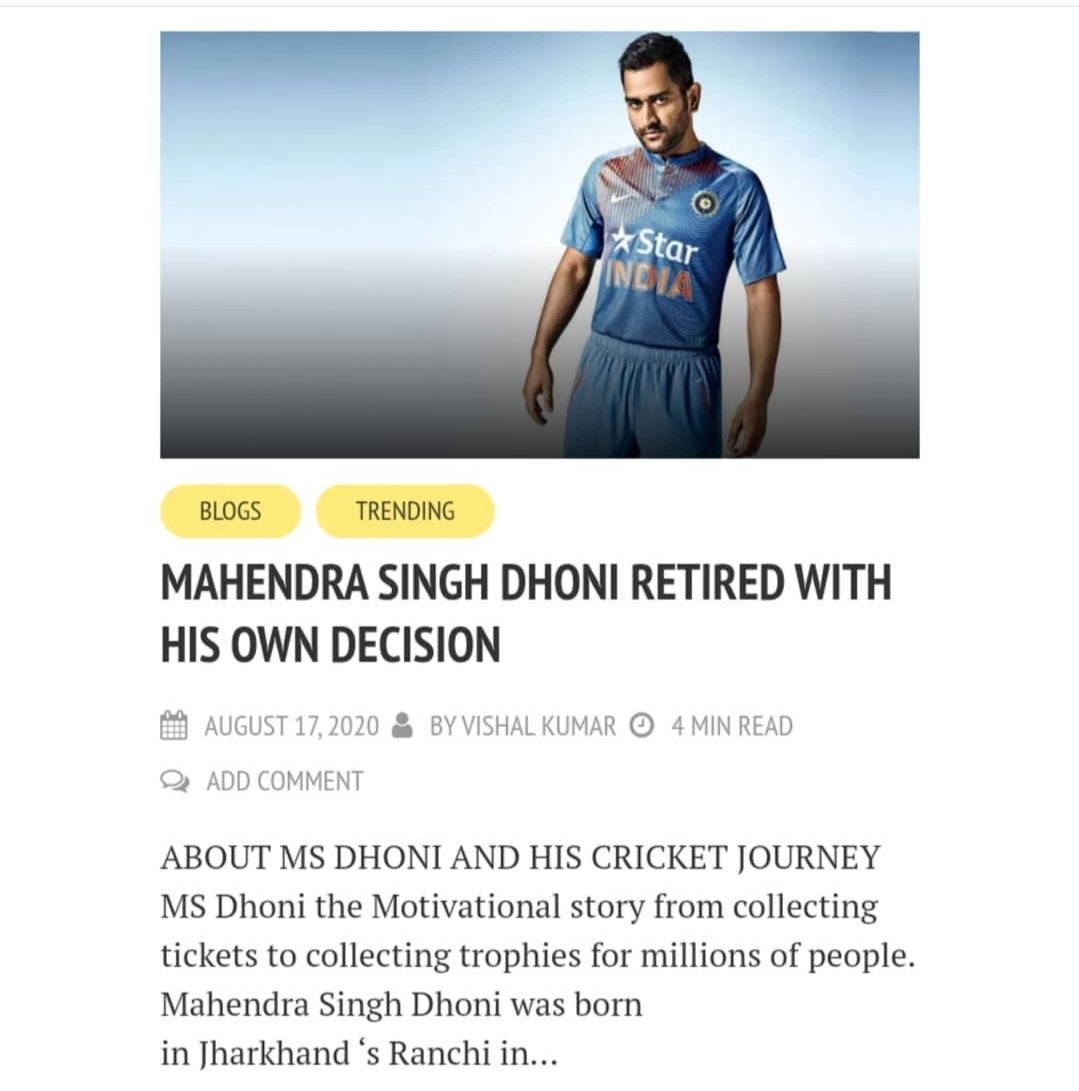 ShahTechology's tweet photo. MS Dhoni - The Retired.
Article published on website. Check out my website. Click on the link. 👇
https://t.co/ZW44j4NpFF
________
Tags - #msdretires #msdhoniretirement #AmitShah #MSD #TuesdayThoughts #MSDhoni #NetajiSubhashChandraBose https://t.co/YExHlJfKbX