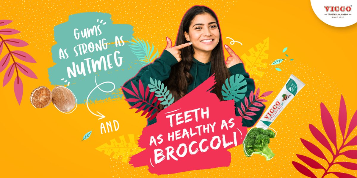 Vicco_Labs's tweet photo. Well, as we all know nutmeg is the strongest nut and broccoli is the healthiest vegetable. So why not give the same strength and health to your gums and teeth.
#ViccoVajradanti is sure to give you #stronggums and #healthyteeth.
Click here to buy: https://t.co/1STKqSykhP https://t.co/3dgaOA7XFo