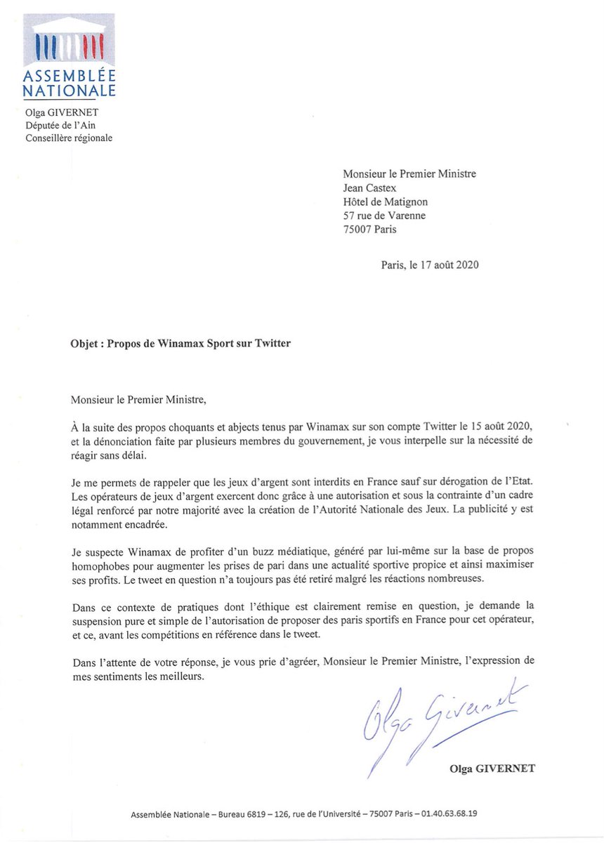 Mediavenir's tweet photo. 🇫🇷 Liberté d'expression bafouée ? #Winamax Sport a supprimé son tweet "on prend l'Europe on l'en***e à deux" qui reprenait une chanson de #PNL pour parler #UCL. En cause ? La députée #LREM @OlgaGivernet a écrit une lettre demandant au #gouvernement de suspendre leur dérogation. https://t.co/9e1YdcTpmR