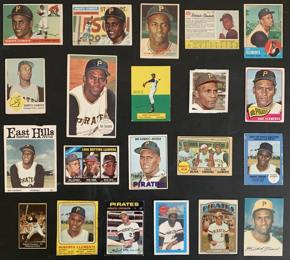 Twenty-one of my favorite Roberto Clemente cards. The great Number 21 was born on this date in 1934. More in the thread...  @ClementeCards21  @ClementeMuseum  @SABRbbcards  @CardboardHistry  @PostWarCards  @CardsCigarbox  @johnpheinen