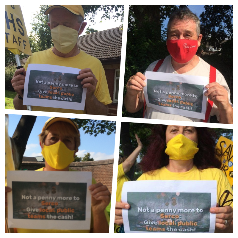 niffhurley's tweet photo. We demand not a penny more to Serco! @MattHancock
 @Keir_Starmer @BorisJohnson @SaveChorleyA_E 
 
#TrackandTrace #ScrapSerco #CorruptoVirus #nhsdetectives https://t.co/1c5tiQxgl9