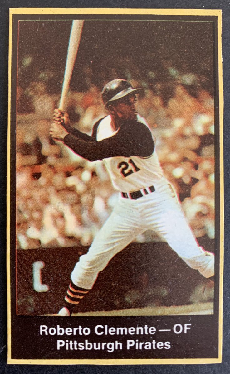 This image of Clemente is seared into my consciousness; the photo in this 1969 Nabisco Team Flakes card was also used on a Sports Illustrated poster that hung on my bedroom wall from 2nd grade until I moved out of the house.