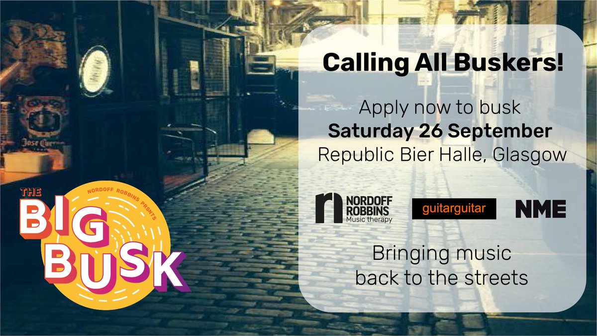 Calling all buskers and unsigned musicians! The #BigBusk 2020 needs you 🙋‍♂️ 🙋‍♀️ Whatever your genre, we want to showcase the UK's musical diversity &amp; help bring live music back to our streets! Apply to busk at our Glasgow venue <a href="/bier_halle/">Bier Halle</a> Sat 26 Sept 👉  bit.ly/3h5N8oi