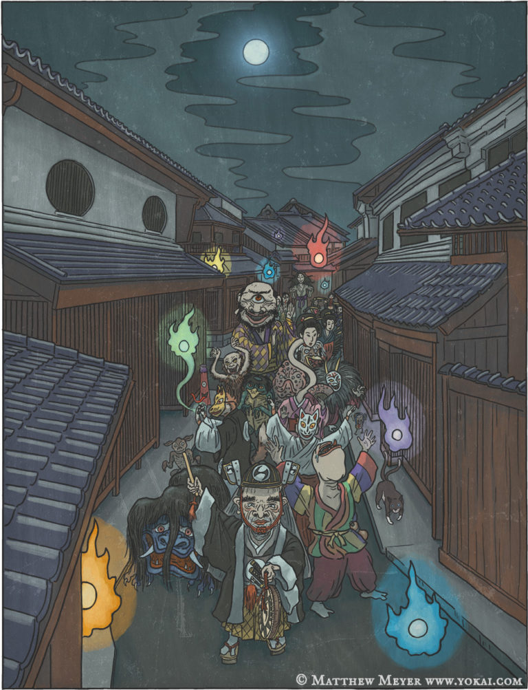 Information about hinnagami from: http://yokai.com/hinnagami/&nbsp;If you want to learn more about  #yokai &  #JapaneseFolklore & see more fantastic artwork like the one below from  @matthewmeyerart, definitely visit  http://yokai.com&nbsp;4/4Art:'hyakki yagyo' (night parade of 100 demons)