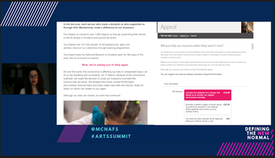 "Our ask was simply for people to support our museums. It wasn't restricted. We wanted to build on that sense of community and belonging. We now know what every penny can achieve and we illustrated that for our supporters." @CollectiveMarg  #ArtsSummit