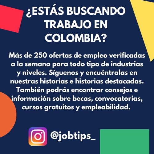 ¡Amigos! Por favor ayúdenme con un RT para que muchas más personas puedan conocer mi página y acceder a las ofertas de trabajo que estoy publicando en instagram.com/jobtips_?igshi…