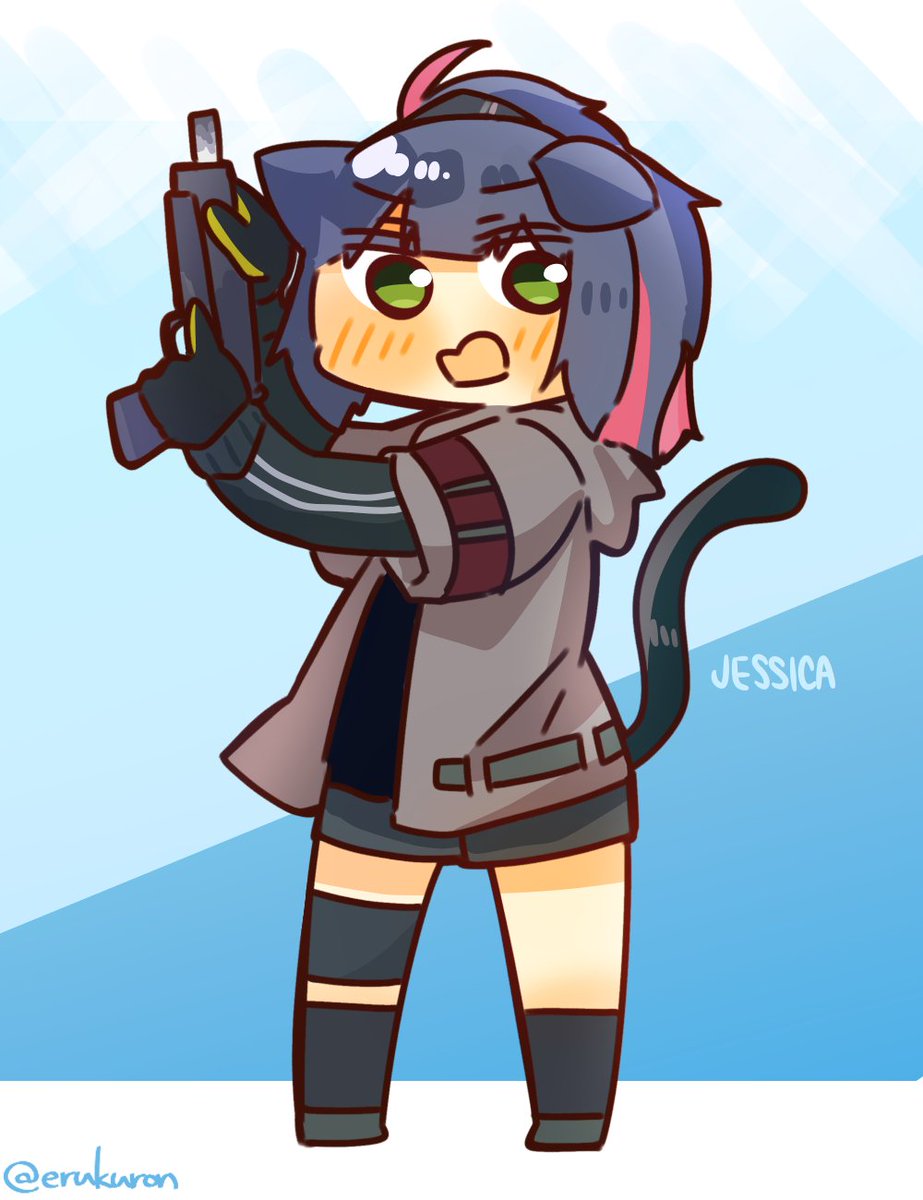 1girl solo tail weapon gun animal ears cat ears  illustration images