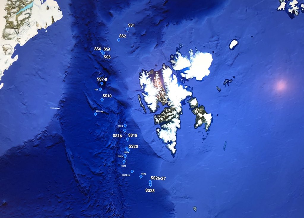 Sampling stations so far #BiodiscoveryCruise2020 Moving towards Bjørnøya before we will go back home to #Tromsø #ffkronprinshaakon