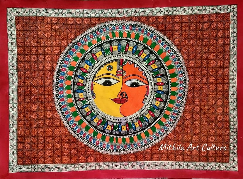 mithila_culture's tweet photo. 'Surya-Sangya'
Lord Sun with his wife Sangya
This painting is drawn with a reference from 'Ardhanareshwar' where one body contains half of Lord Shiva and half of Goddess Parvati
#mithilapainting #madhupanipainting #mithilaart #handmade #mithilart #art #indianart #homedecorideas https://t.co/wlB86o5oOJ