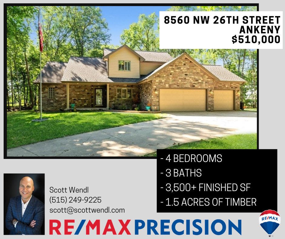 scottwendl's tweet photo. 8560 NW 26th Street, Ankeny
$510,000
PHOTOS here โก๏ธ https://t.co/20P0EQH13S
This beauty sits on 1.5 acres full of privacy!
#scottwendlrealestate #realtor #RealEstate #REMAXPrecision #PrecisionDSM #REMAXHustle #REMAX https://t.co/qVbcULXEM4