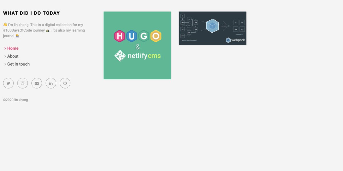 linzhangcs's tweet image. Day 19 of #100DaysOfCode - I wanted to have a dedicated online space for tracking my daily learning. After looking into this, I deployed this site: linsjournal.netlify.app using #Hugo and #NetlifyCMS. After doing 2 days of configuration, I will go back to react tomorrow 😊