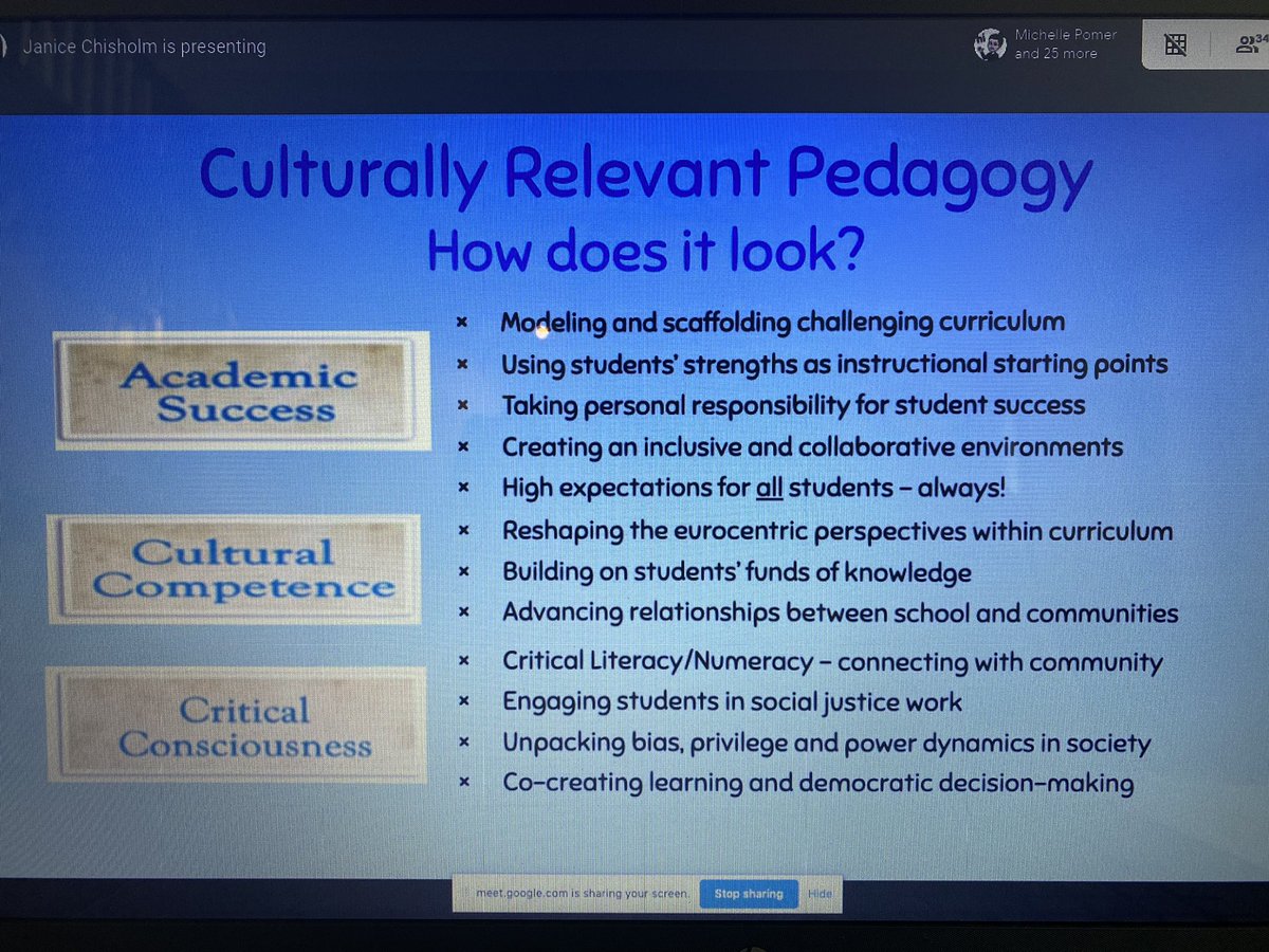 MissBarrett_'s tweet photo. Culturally Relevant Pedagogy - How Does it Look? @chisholmjanice @pcampbell23 @TDSB_BT #TDSBBT2020 @tdsb https://t.co/2FAqsIsZV3