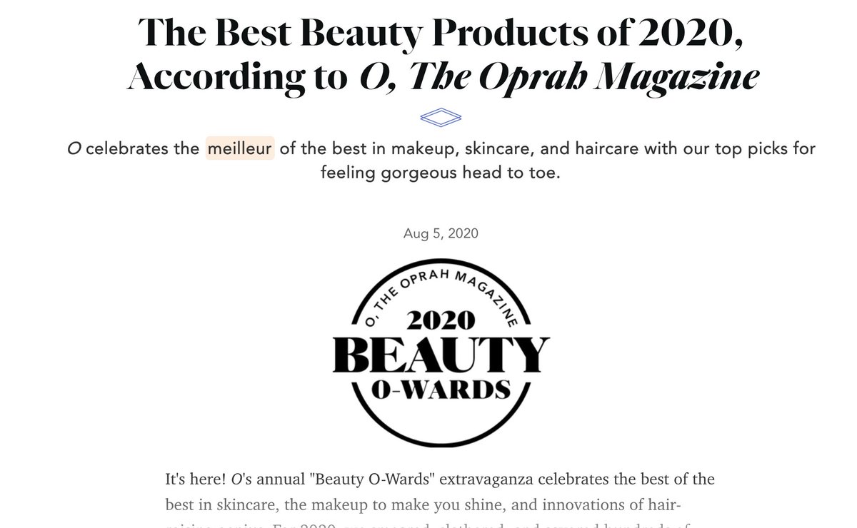 And this year, Oprah came calling and she was featured inOprah magazine's best of beauty 2020 .-Best face oil