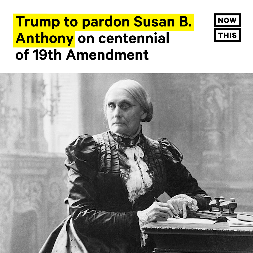 Herstorically's tweet photo. The irony as he attempts to suppress the vote. Is a pardon for Joan of Arc next? One Tweet has it right: "Trump has done more for 19th century women than 21st century women." #Deflect #SusanBAnthony #SenateIntelligenceCommittee #Russia2016 https://t.co/mYhX2FMDq7