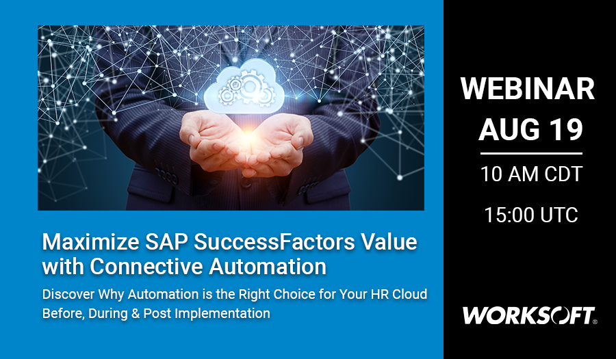 WorksoftInc's tweet photo. Moving HR to the cloud? This Wednesday, join @WorksoftInc and @Accenture to discover why #automation is the right choice for your #HRcloud before, during &amp; post implementation of SAP SuccessFactors. Register for the Worksoft webinar now: https://t.co/riEXnOmzVX #TestSAP #bestSAP https://t.co/pWDybOCstg