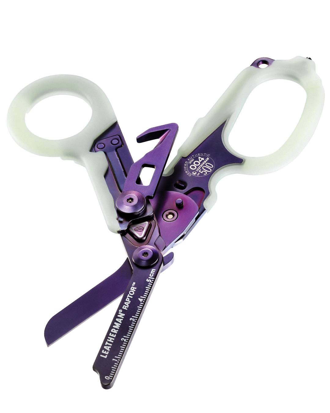 Leatherman on X UNLIMITED ILLUMINATION The Limited Edition Raptor combines premium PVD coatings and glow in the dark handles to create a unique collectible multipurpose shear. Each model is serializ...