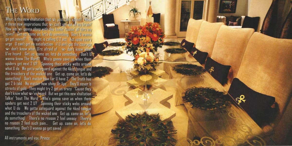 The dining table in “Word” was not owned by P.  @ruthlesdva made the faux etched P symbol w a vinyl decal which made it look real. The P pillows were real - 1 had 3121 & the other Symbol & the dining table pillows had 3121 embroidered.The ‘Satisfied‘ pillow was photoshopped