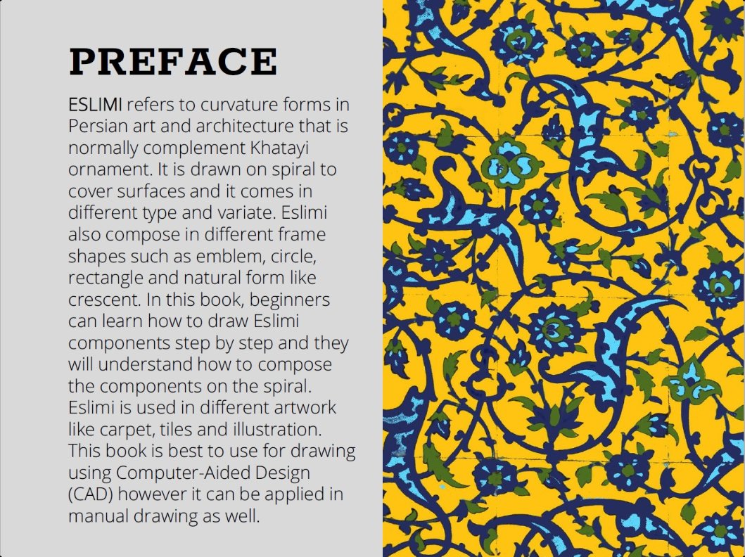 A book to draw Persian curves as you can find in Persian carpets and tiles. 

amazon.com/Eslimi-Persian…

#Illustrations #Eslimi #Arabesque #art #tutorial #kids #islamicart #Persianart