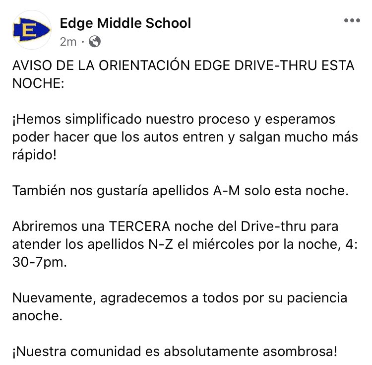 counselors_ems's tweet photo. UPDATE FOR TONIGHTS DRIVE THROUGH. #edgeisessential #braves #firstdayofschool https://t.co/c45MeOuk92