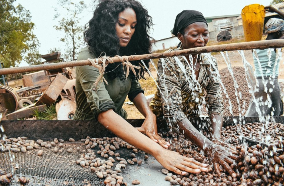 And here she is sorting shea nuts in Uganda...