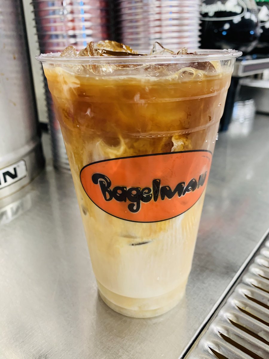 Iced coffee time! #bagelmanmillplain