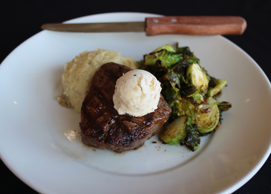 LunasEatDrink's tweet photo. Have dinner with us! #FiletNight starts at 4 p.m. Get a Filet served with Buttermilk Mashed Potatoes and Fried Brussels Sprouts topped with Caramelized Onion Butter for $14. Will we see you? #orangebeachrestaurants #orangebeachdining #beachdining #coastaldining #coastalcuisine https://t.co/WO9QtsBSOc