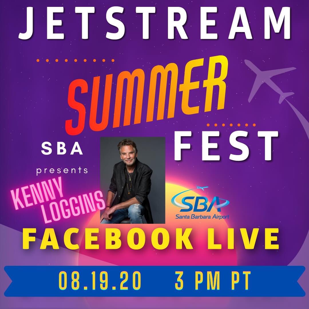 SBAirport's tweet photo. Tomorrow on our FB page: @kennyloggins #jetstreamfest #virtualconcert on #FBLive at 3 PM PT with @AUStinAirport ! #footloose #dangerzone #santabarbara #kennyloggins #liveconcert #freeconcert https://t.co/NypvqrJpLW