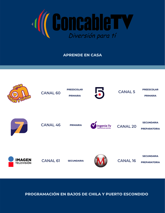 #AprendoEnCasa con Concable TV. #PuertoEscondido #BajosdeChila #DiversionParati