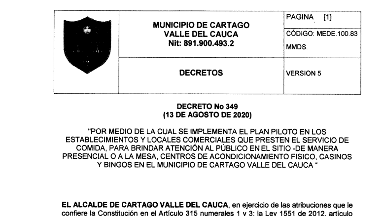 Fecoljuegos's tweet photo. Mediante decreto 349 de 2020, el alcalde Víctor Alfonso Álvarez Mejía permite la implementación de planes piloto en los establecimientos de casinos y bingos, de acondicionamiento físico y los locales comerciales que presten en el servicio de comida. 👉https://t.co/TtPA3TRwgn https://t.co/8boPQAX9D6