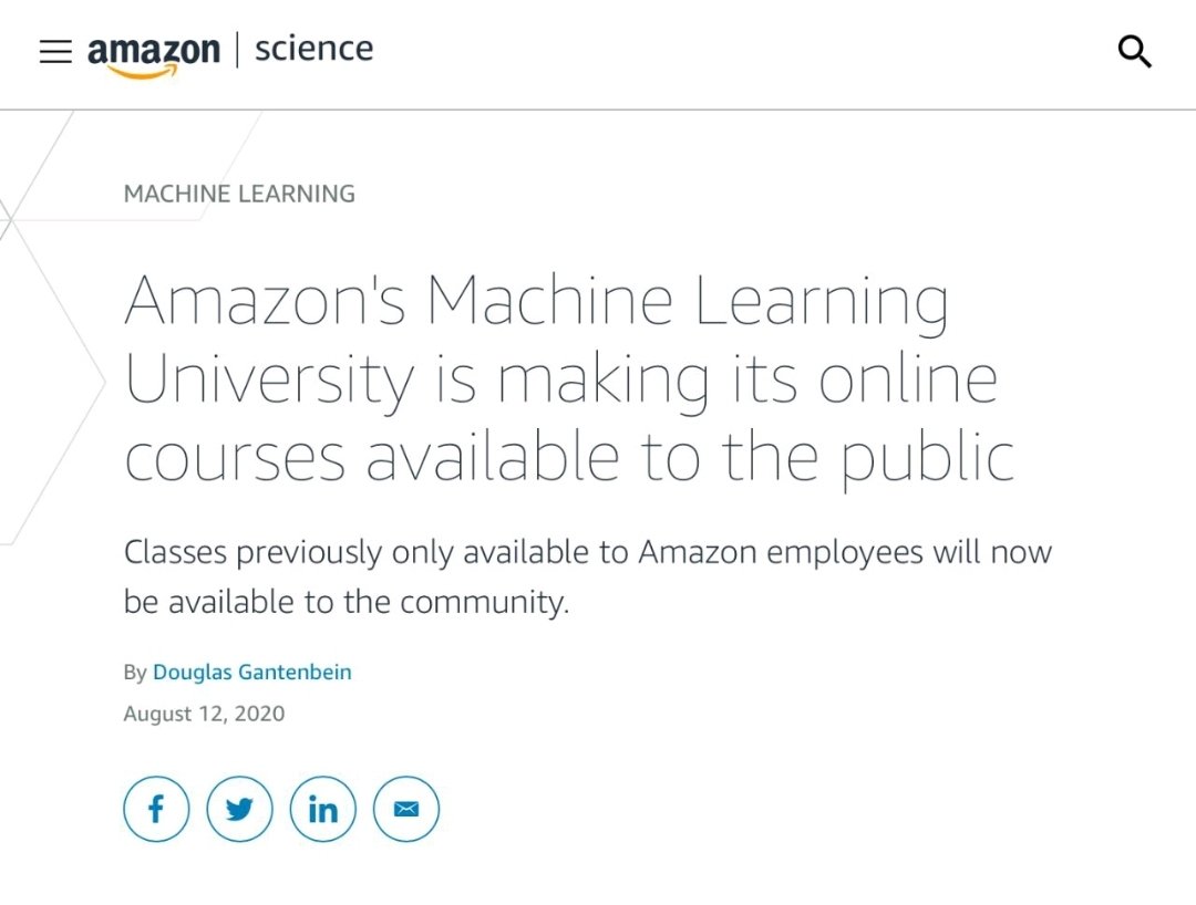 DerivativeDan's tweet photo. @amazon has made all of its online courses which used to be only available to employees now available to everyone.

#MachineLearning #Ai

@DataLabScotland https://t.co/BsENtYfw5O