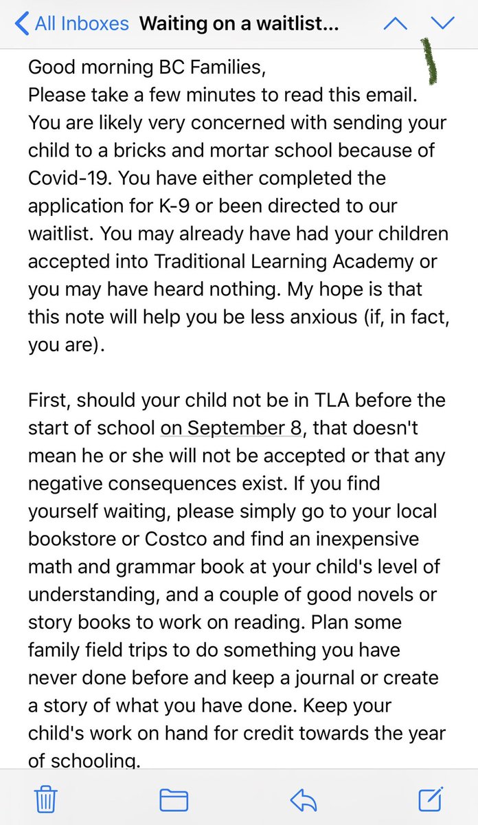 I have been sent some “welcome” emails from parents who are pulling out of  #BCED. Look at the content. This DL encourages getting a book from Costco and encourages them to homeschool, which nets DL funds, pulls funds from local school & leaves family without support.  #bcpoli