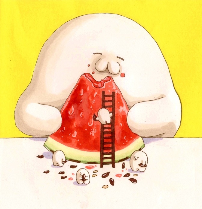 マツコさんの番組でスイカ特集していたので 今まで描いたスイカの絵 マツ ちちるちる のイラスト