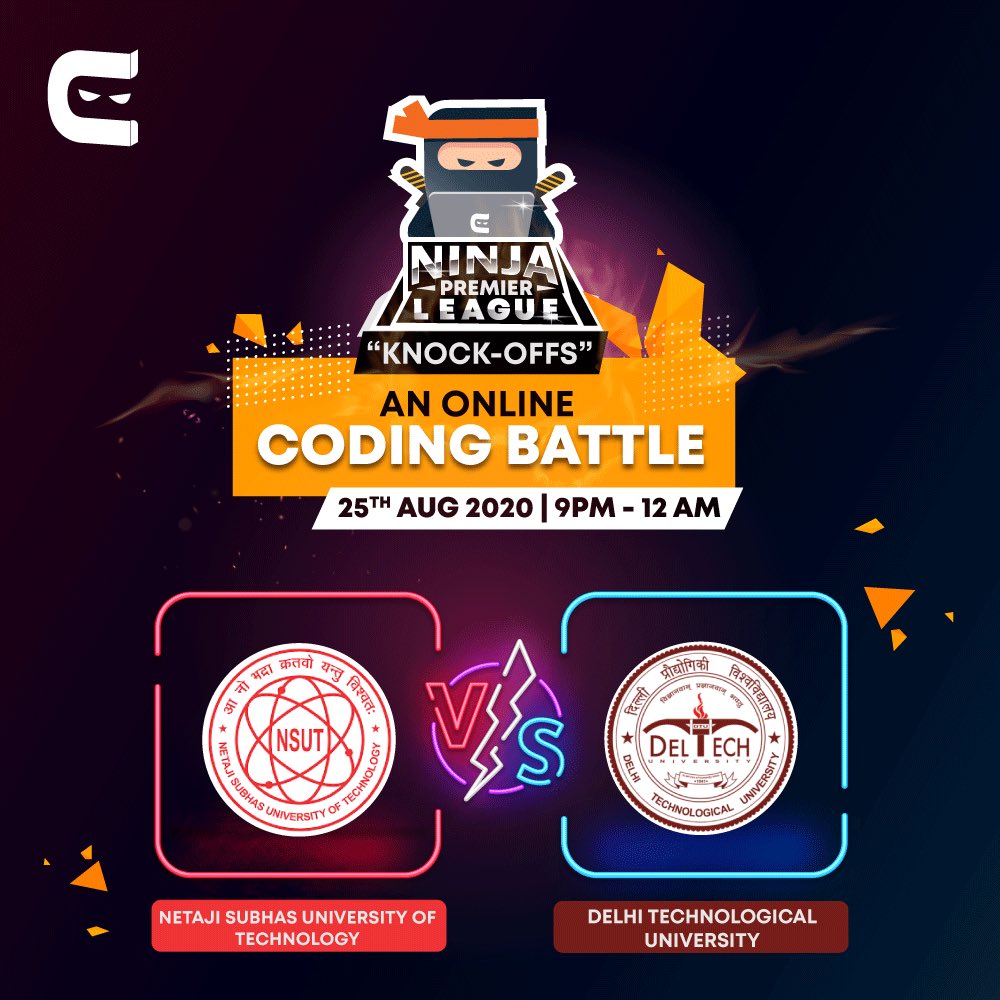 CodingNinjasOff's tweet image. Bringing the first 2 fixtures of the Ninja Premier League to you!
Are you excited for this coding battle?
#StayTuned #CodingBattle #FaceOff