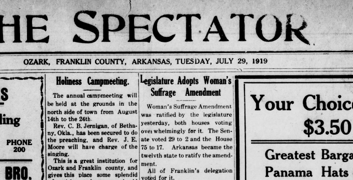 ARKANSAS (July 28, 1919)Hattie Caraway in 1932 was the 1st woman elected to the U.S. Senate https://twitter.com/greggiroux/status/1155860159090044928?s=20