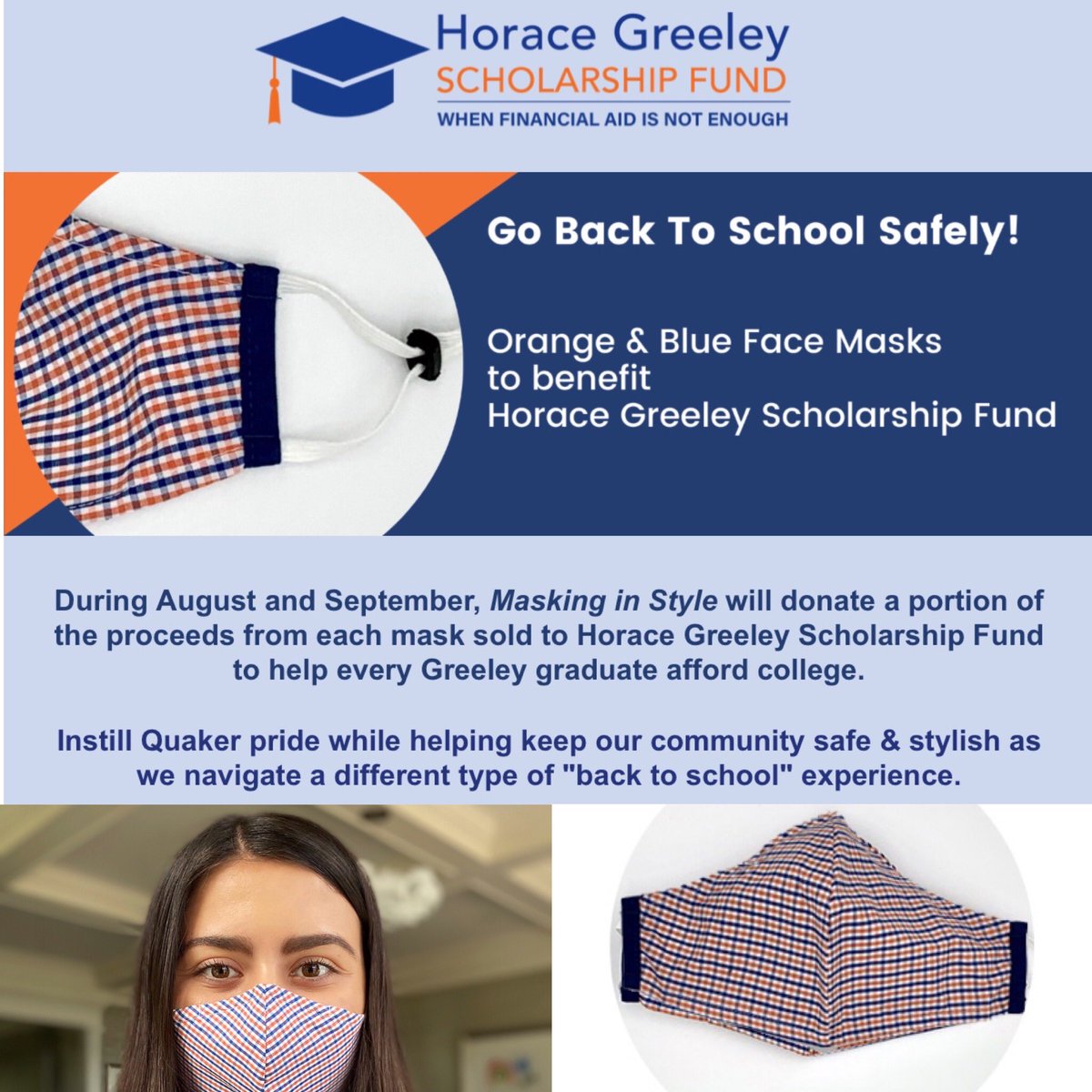 HoraceGreeleySF's tweet photo. Show your @chappaqua_csd pride. During August and September, Masking in Style is generously donating a portion of the proceeds from each mask sold to #HGSF Purchase your masks today at: https://t.co/uBicVJvH38โฆ
#MaskInStyle #WhenFinancialAidIsNotEnough #WeAreChappaqua https://t.co/1eCro72aTW