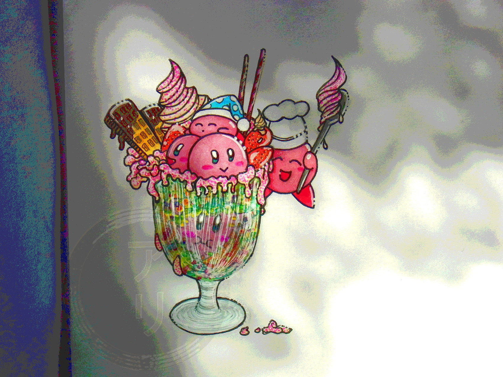 Ari Ga Gotoku This Summer Is So Hot So I Made A Special Tropical Kirby Sundae For You 星のカービィ カービィ アイス アイスクリーム 夏 お菓子 かわいい アート イラスト アナログ イラスト好きさんと繋がりたい