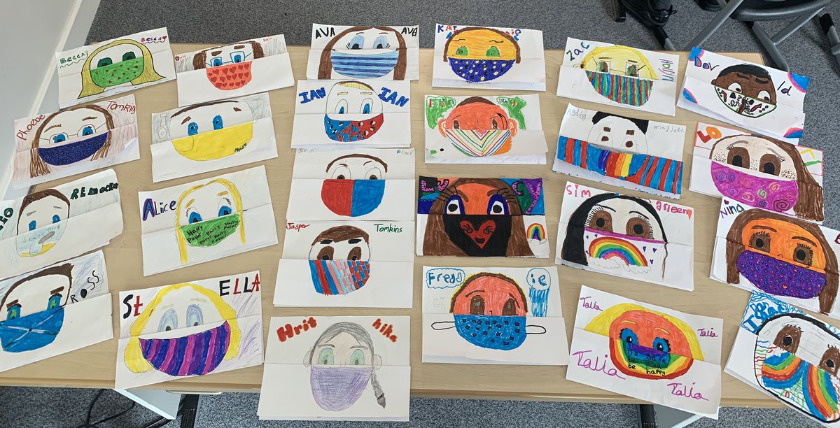 P5Calderwood's tweet photo. What a creative start for P5 & their βBehind the Maskβ artwork. Such lovely awareness that there is more to each & every one of us than what people may be able to see. #Wellbeing #IAmMe #WhoIAm #WhatMakesMeMe #SelfConfidence #TeamCalderwood #healthandwellness π¨ https://t.co/cJ6gCC9fkp