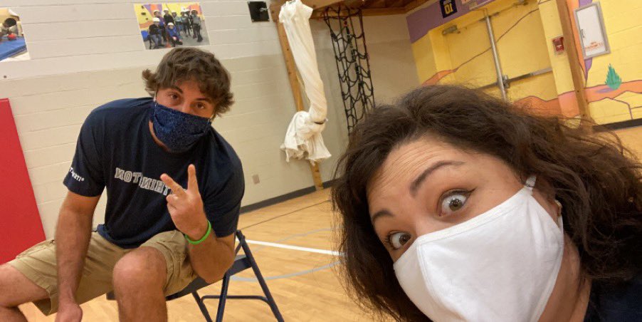 Convocation, the COVID edition. <a href="/Stars4Wellness/">Mr.Pound</a> and <a href="/MrsHill_Gr6/">Mrs Hill</a> can’t wait to get the work started. #itsworthit