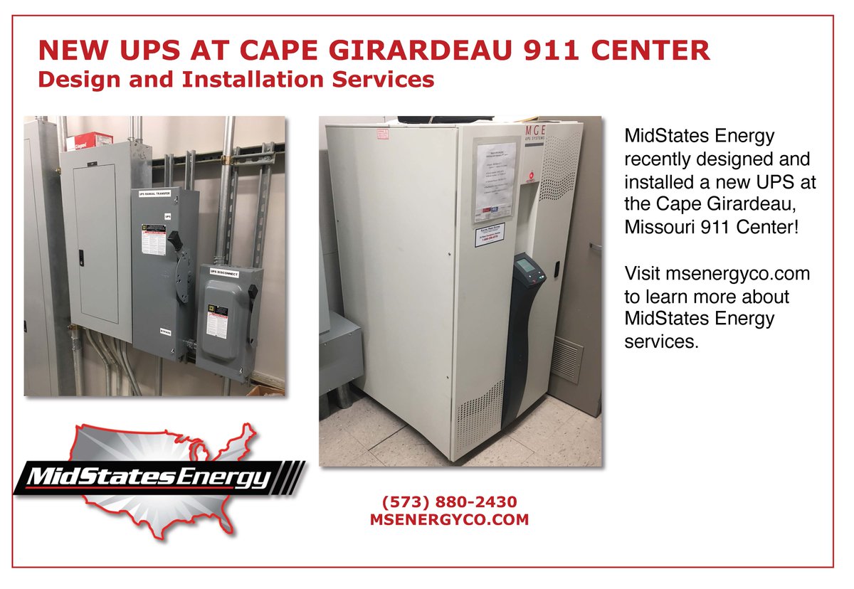 MidstatesEnergy's tweet photo. PROJECT UPDATE:
MidStates Energy continues to serve customers nationwide, this time at a 911 center in Missouri! 

#installation #electrical #design #energy #power https://t.co/lXlH3nJgya