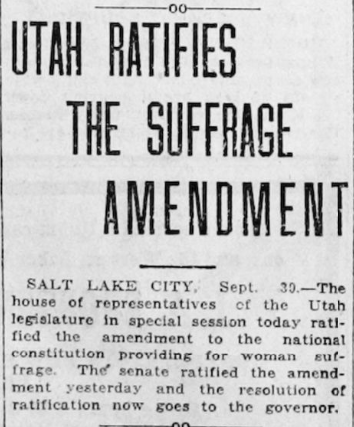 UTAH (September 30, 1919) https://www.utahwomenshistory.org/2018/02/receiving-losing-and-winning-back-the-vote-the-story-of-utah-womens-suffrage/