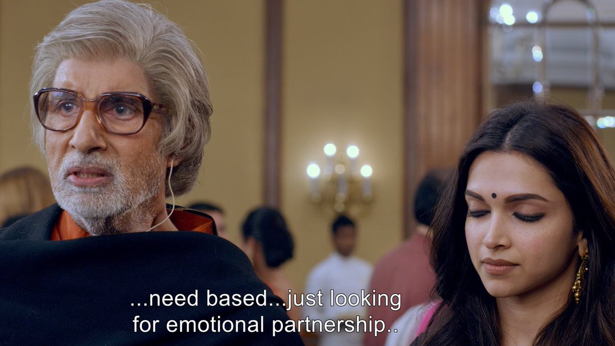 Piku gets a bit annoyed by Rana's uprightness and leaves declaring "I need a break.". And the way Bhaskor embarrasses Piku by calling her moody, and she is only ready to get into a "NEED-BASED" relationship says quite a lot. And he definitely doesn't want Piku to go away. 