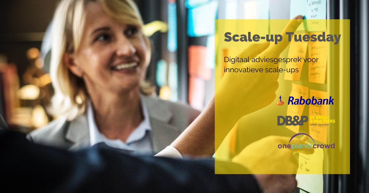 #Financiering is nodig om de snelle groei van innovatieve #scaleups te realiseren. Maar aan welke #financieringsvormen kun je denken? Tijdens Scale-up Tuesday op 8 september gaan wij samen met <a href="/Rabobank/">Rabobank</a> en @Oneplanetcrowd daarop in. Meld je direct aan | bit.ly/2CBYBgq