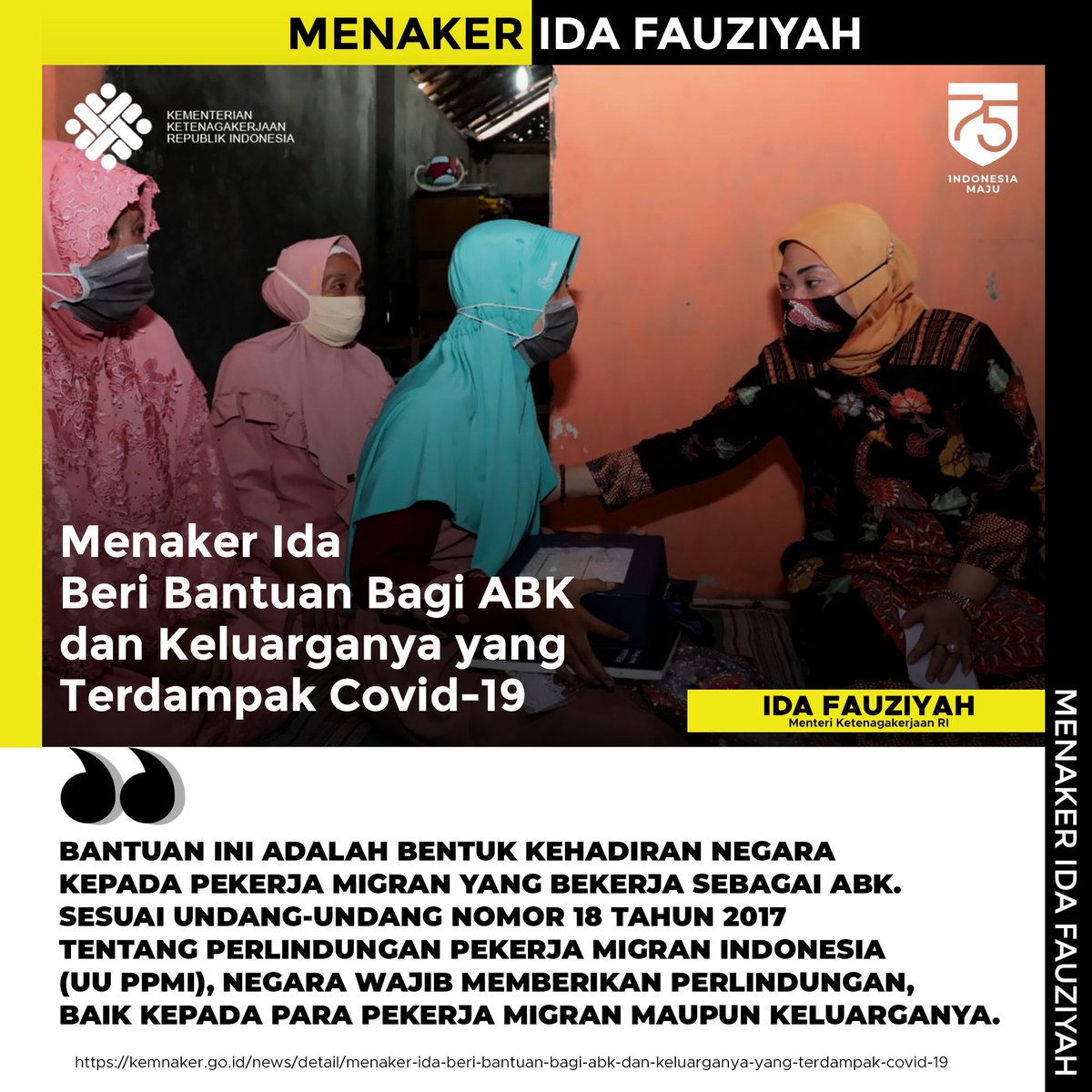 Quote Bees (@quote_bees) on Twitter photo Menaker <a href="/idafauziyah/">Ida Fauziyah</a> Beri Bantuan Bagi ABK dan Keluarganya yang Terdampak Covid-19.
Baca selengkapnya :
kemnaker.go.id/news/detail/me…
#MenakerIdaFauziyah
#Kemnaker
#BantuanABK
#InkubasiBisnis
#QuoteBees Menaker <a href="/idafauziyah/">Ida Fauziyah</a> Beri Bantuan Bagi ABK dan Keluarganya yang Terdampak Covid-19.
Baca selengkapnya :
kemnaker.go.id/news/detail/me…
#MenakerIdaFauziyah
#Kemnaker
#BantuanABK
#InkubasiBisnis
#QuoteBees
