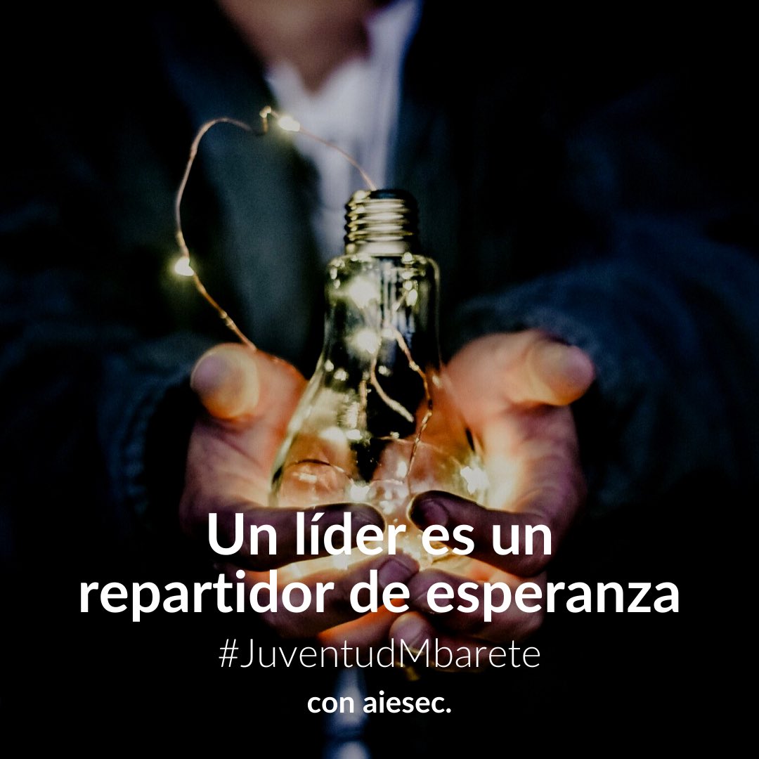 aiesecpy's tweet photo. Un verdadero líder es alguien que no se conforma, busca soluciones, e inspira a otros a ser mejores. 

Se ese líder que trabaja por generar un cambio y lleva esperanza a aquellos que la han perdido.

💪🏼 #juventudmbarete #conaiesec #seelcambio #liderazgo #crecimientopersonal https://t.co/RnhTJvb2Xo