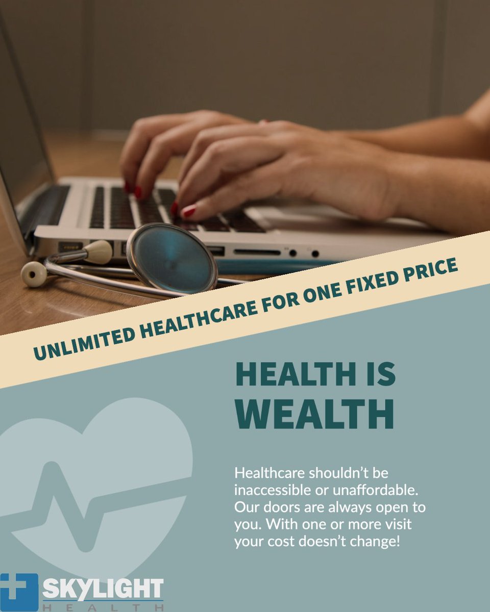 Skylight_Health's tweet photo. One fixed price. Unlimited healthcare. https://t.co/RkNoJtZYU6