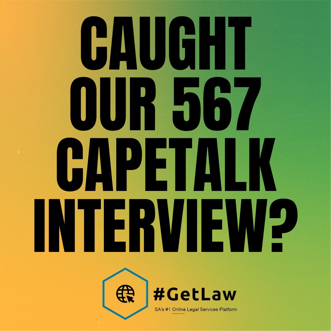 GetLawSA's tweet photo. Manage to catch our @CapeTalk interview with @pjchudson?

Highlighted the inception of GetLaw, as well as the GetLaw vision and our areas of legal assistance. 

#GetLaw #online #anytime #southafrica #capetalk https://t.co/WonTiyBVeS