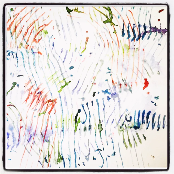 シンクに落ちたマカロニ(ディチェコのフジッリ)が勿体ないので、それを筆がわりに描いてみましたよ^ ^

今日の一枚
8月18日
#マカロニドローイング
#gampy_drawings 
#watercolor
#abstract 