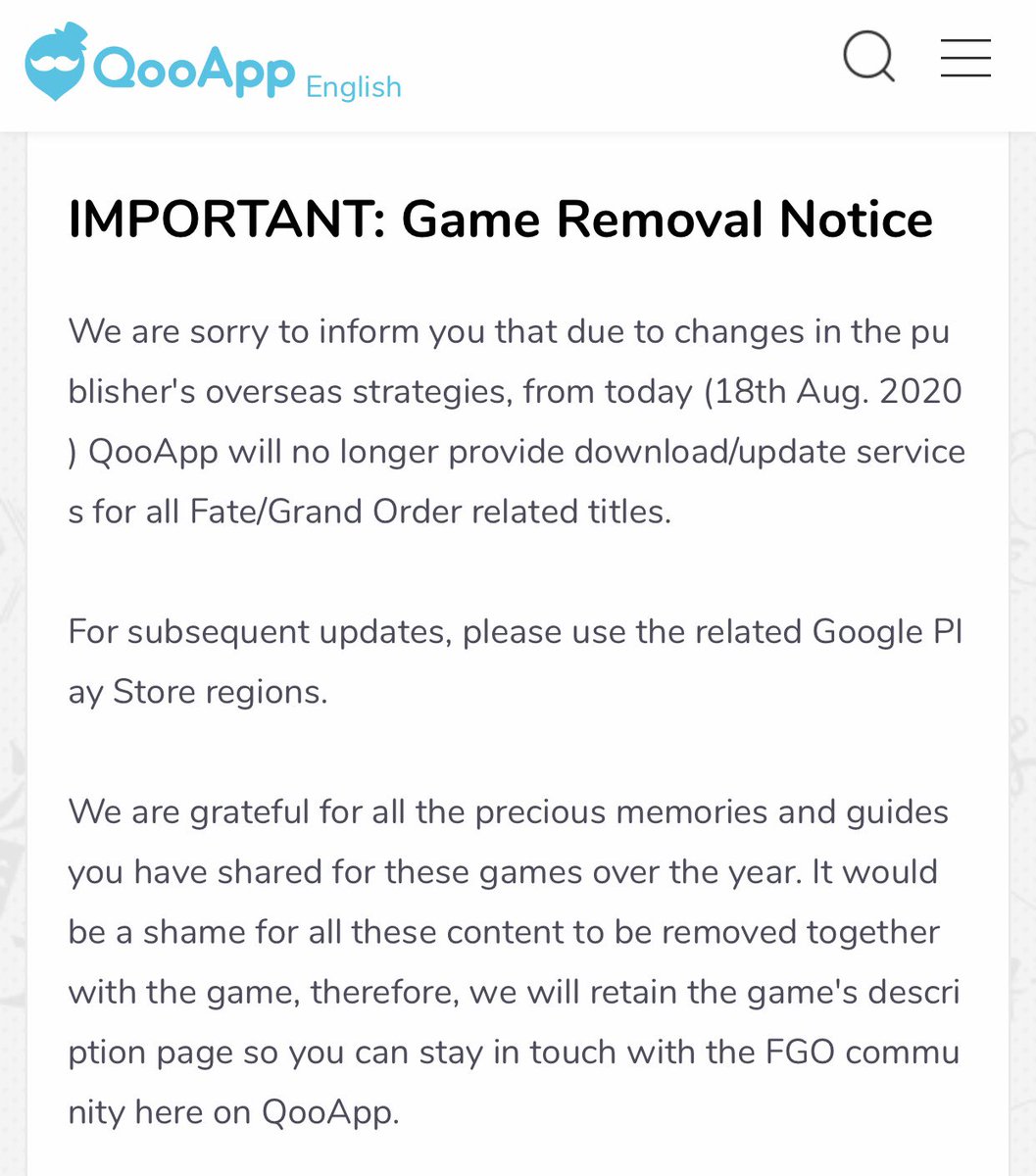 Ark Qooapp Dejara De Tener Dentro De Su Servicio Fate Grand Order Na Y Jp Si Usabas Este Servicio Tus Opciones Son Las Siguientes El Uso De Vpn Usar Apkpure